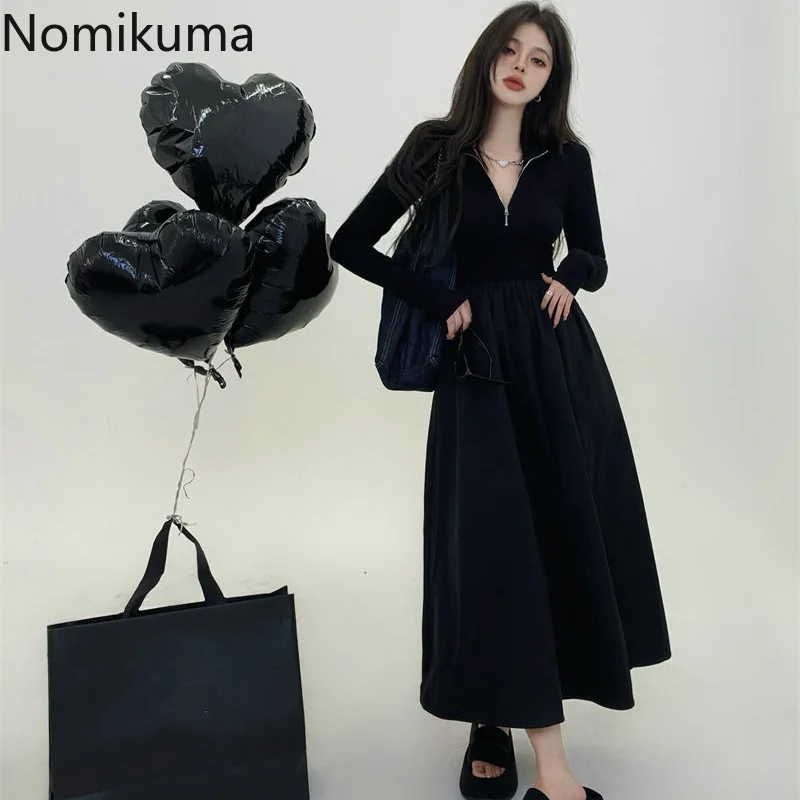 

Платья Nomikuma для женщин 2022 весна осень отложной воротник тонкий Vestido Feminino винтажные элегантные модные повседневные Длинные платья