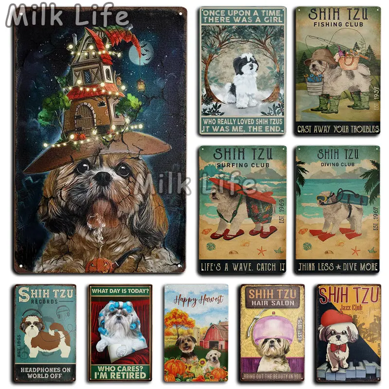 

Shih TZU собака металлическая алюминиевая Оловянная табличка для пляжа домашняя комната спальня зоомагазин фермерское украшение