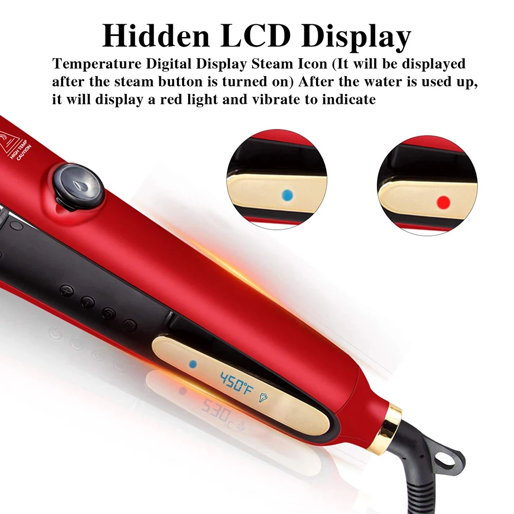 Инфракрасный паровой выпрямитель для волос бигуди 450 ℉ утюжок гладкие вьющиеся