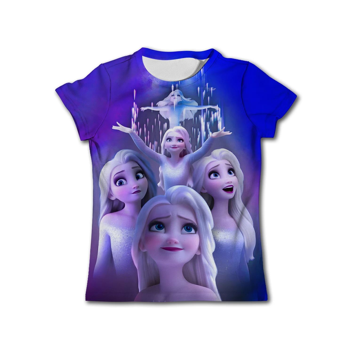 Kawaii Anna Elsa Frozen T Shirt Girl Tops Tees Kids Girls Clothes Disney T-shirts Children Short Sleeve Birthday Party Costume images - 6
