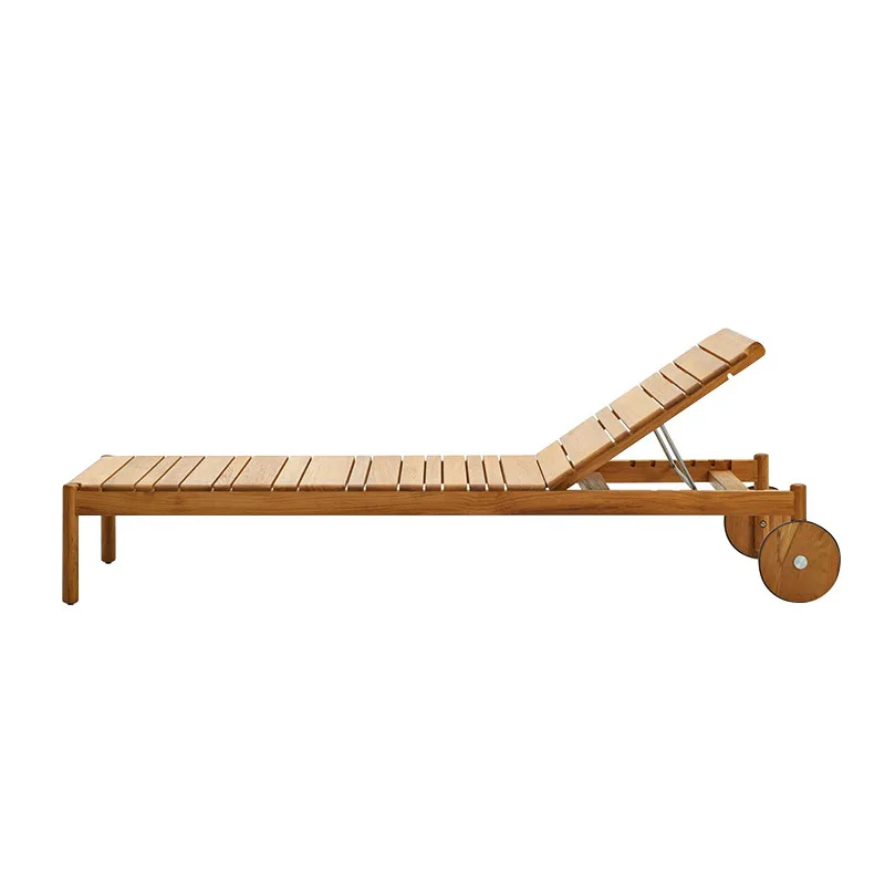 

New Nordic Teak Recliner Swimming Pool Balcony Outdoor Deck Garden Hotel Beach Solid Wood Recliner