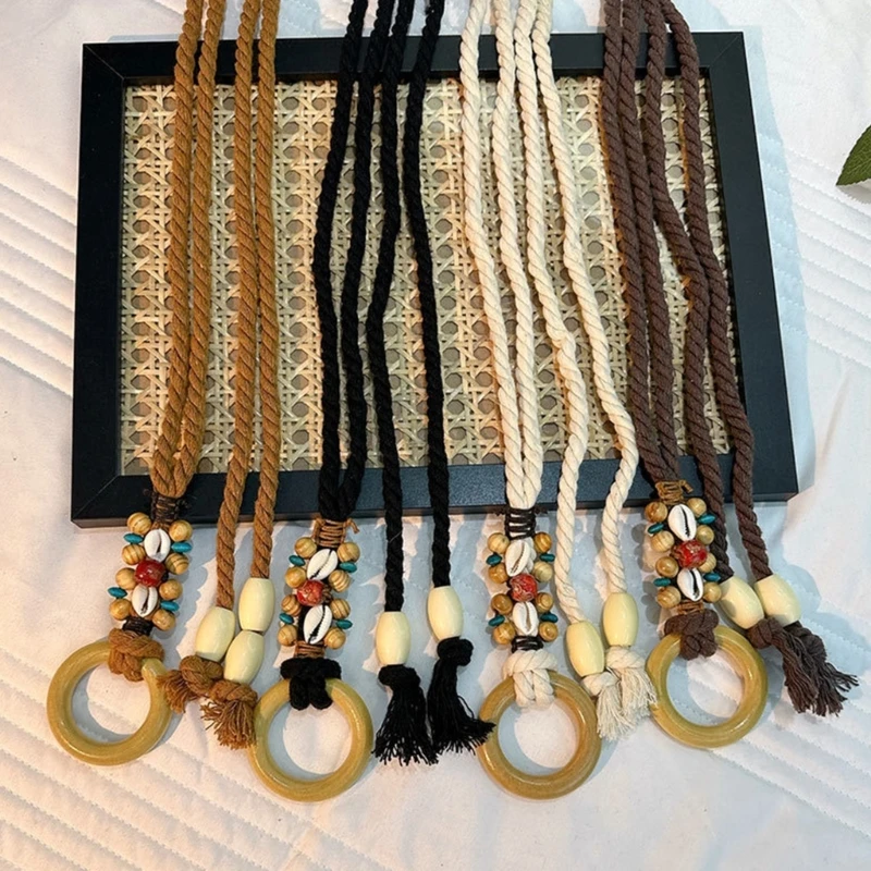 

652F Handmade Bohemian Knot Waist Rope for Women Multi-type Ladies Dress Waist Belt Fashion Female Waist Rope Accessories