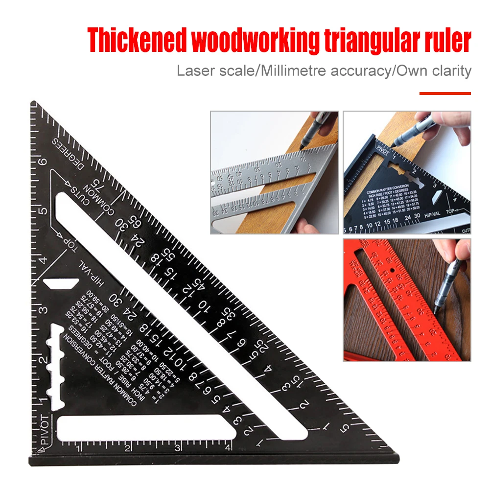 

Metric Triangle Ruler Aluminum Alloy Woodworking Triangle Square Ruler Protractor High-Precision Measuring Tool Carpenter 7 Inch