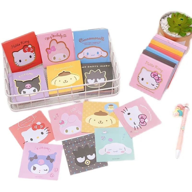 

Kawaii Sanrio Accessories Sticky Notes Kitty Kuromi My Melody Anime Cute Tearable Color Page Mini Student Non-sticky Notes
