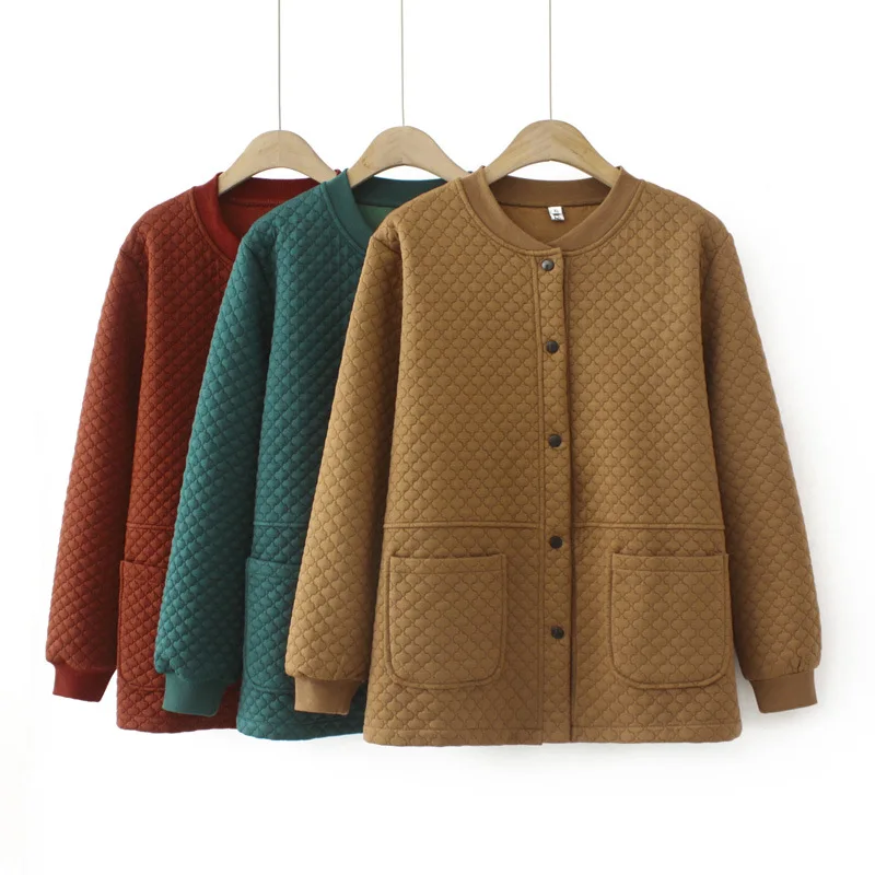 2023 Осень Женщины Одежда Плюс Размер Куртка Повседневная Мерсеризованный Хлопок