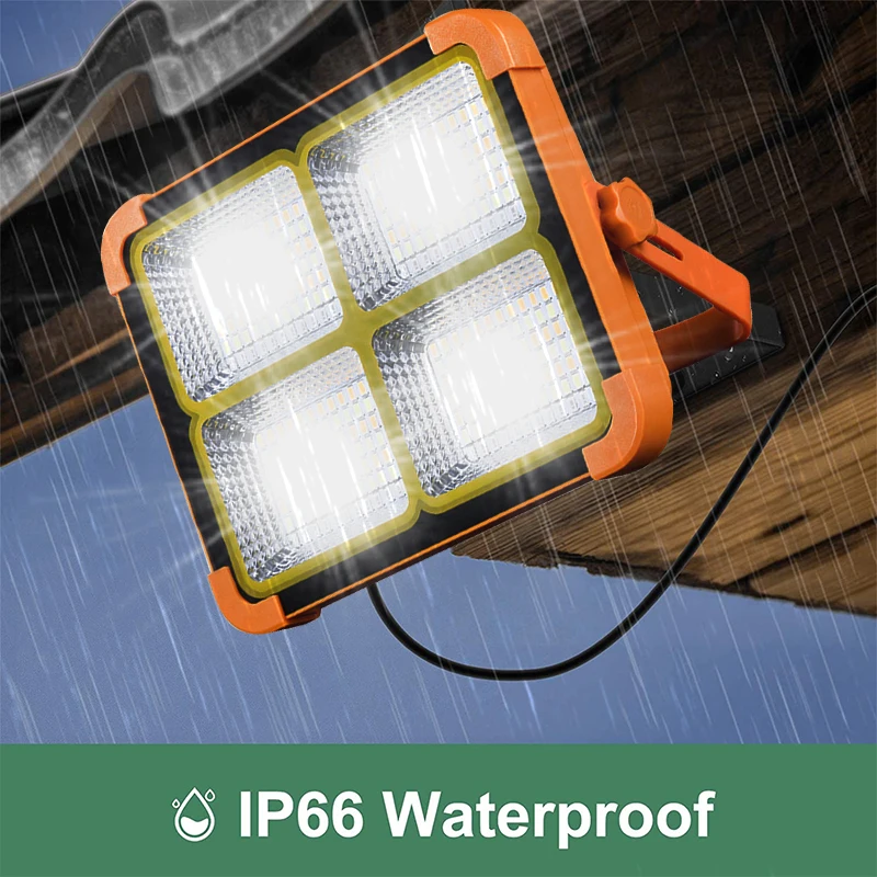 

500W Super Bright Spotlight Waterproof Camping Lantern Hanging Solar Light Portable Flood Lamp LED Tent Bulb Construction Lamp