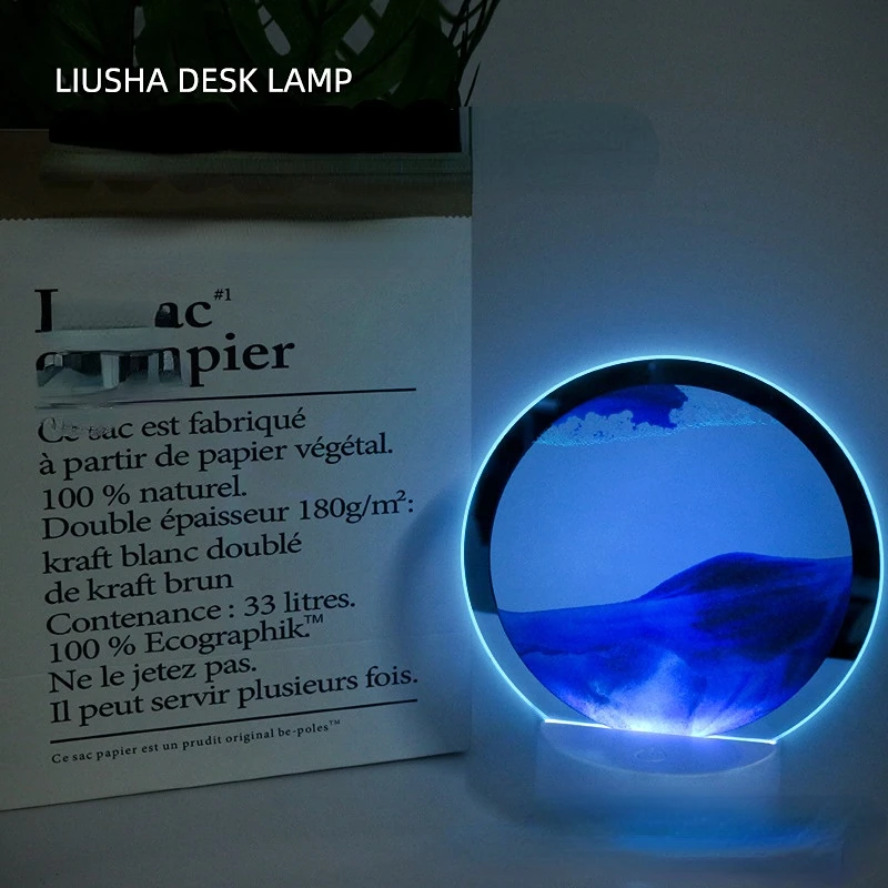 

LED RGB Night Lights Landscape Lamp Moving Sand Art With 7 Colors Hourglass Light 3D Deep Sea Display Decoration Christmas Gift
