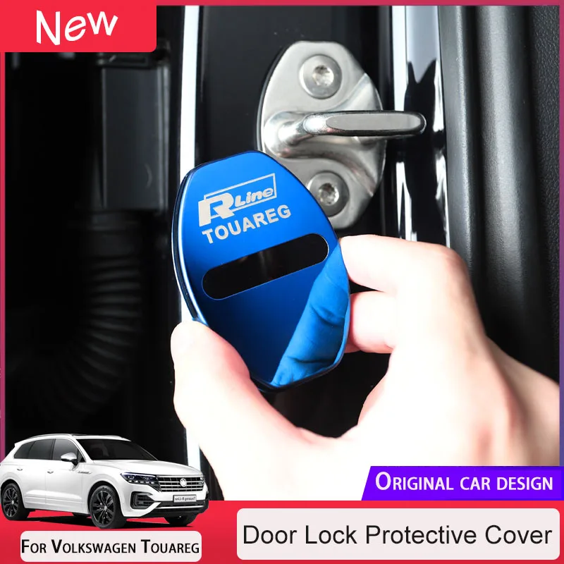 

4 Pieces Stainless Steel Door Lock Protective Cover For Volkswagen Touareg 2011~2020 Door Anti-rust Cover Exterior Accessories
