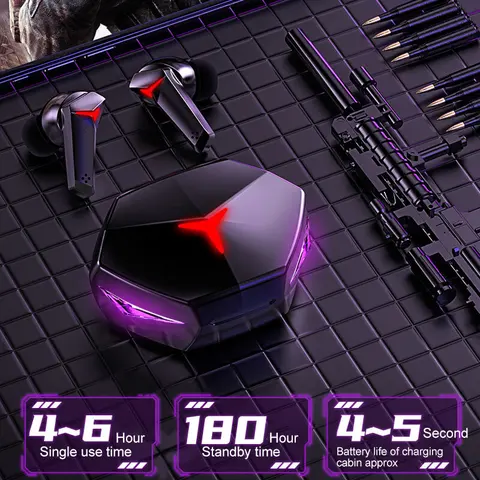 Беспроводные наушники TWS, игровые наушники Bluetooth 5,2 с низкой задержкой, Hi-Fi стерео наушники с сенсорным управлением и шумоподавлением