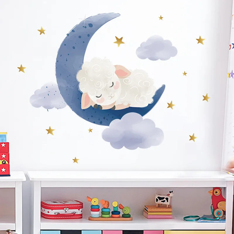 

Zollor Луна Звезда облако мультфильм наклейка на стену спальня гостиная детская комната самоклеящиеся декоративные наклейки для детей
