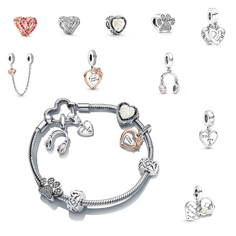 

S925 Sterling Silver Love Bracelet for Charming Pandoraer Beads Original Charm DIY Beaded Women's Fashion Jewelry 2022 New Gifts