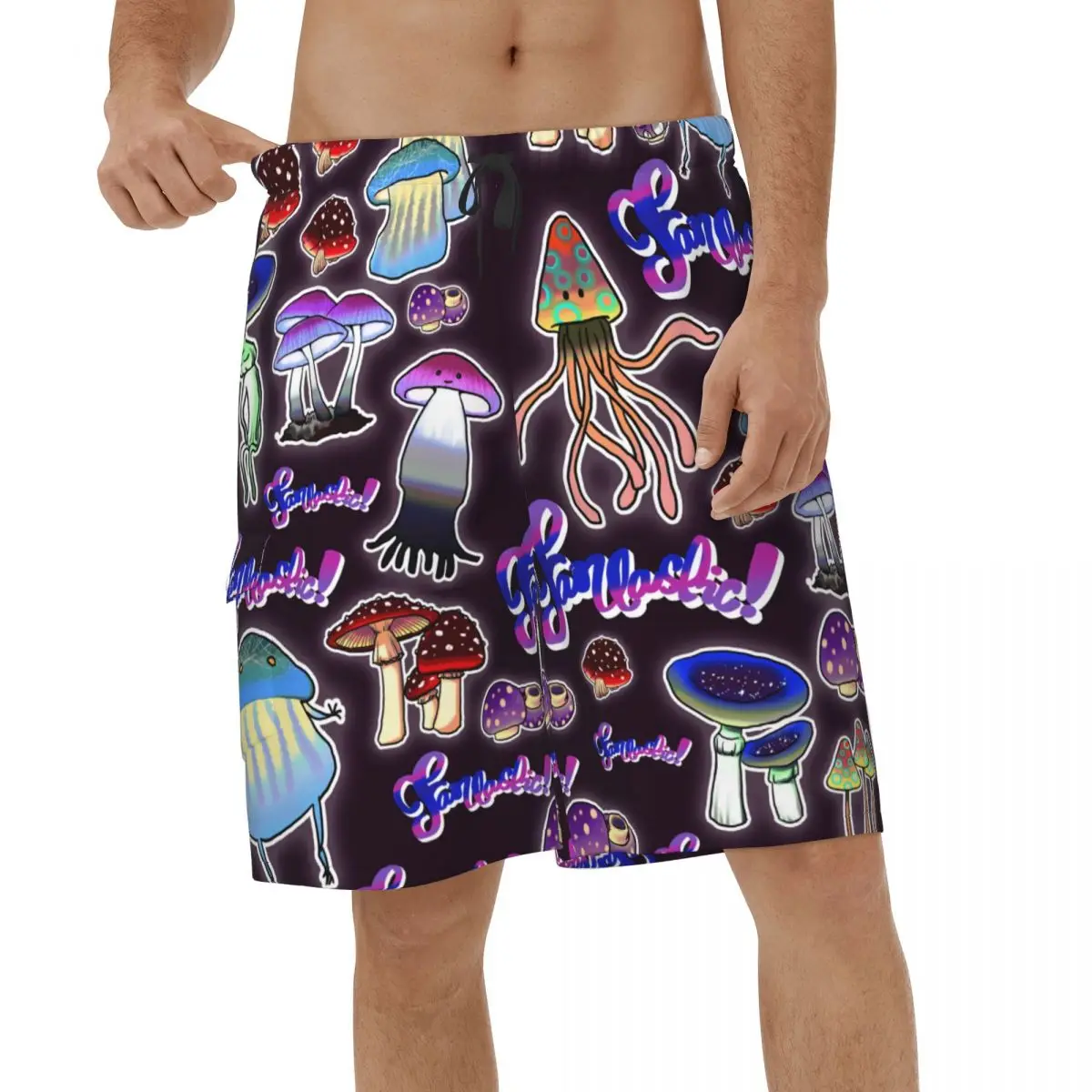 

Mushroom Beach Shorts Men Casual Colorful Cute Cartoon Gothic Swimwear Board Shorts Quick Dry Sports Vacation Board Shorts
