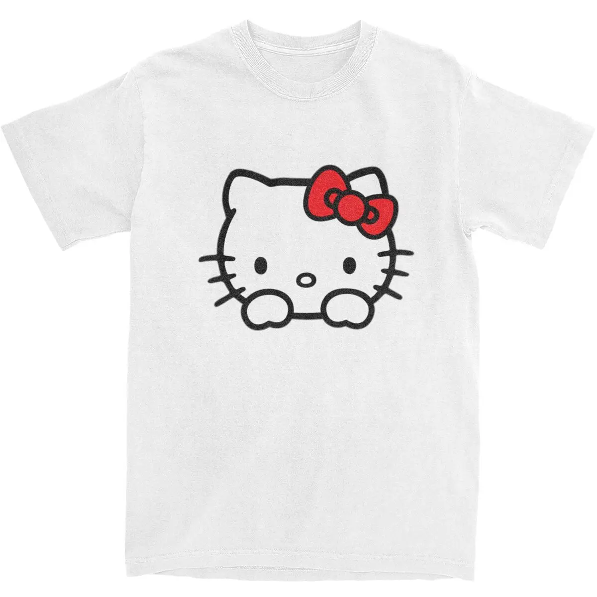 Мужские футболки с красным мультфильмом Hello Kitty хлопковые топы летняя