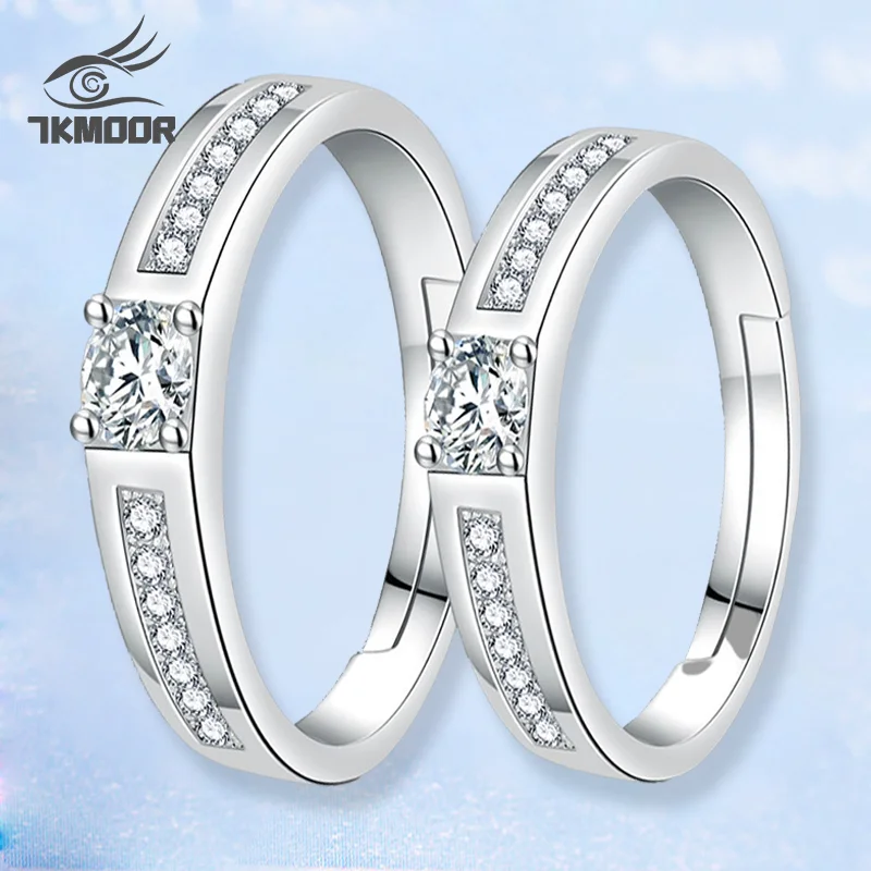 

Valentine's Day Present Classic Wedding Rings For Men Women Shiny Crystal Paved Opening Ring Band Couple Ring Jewelry Gifts