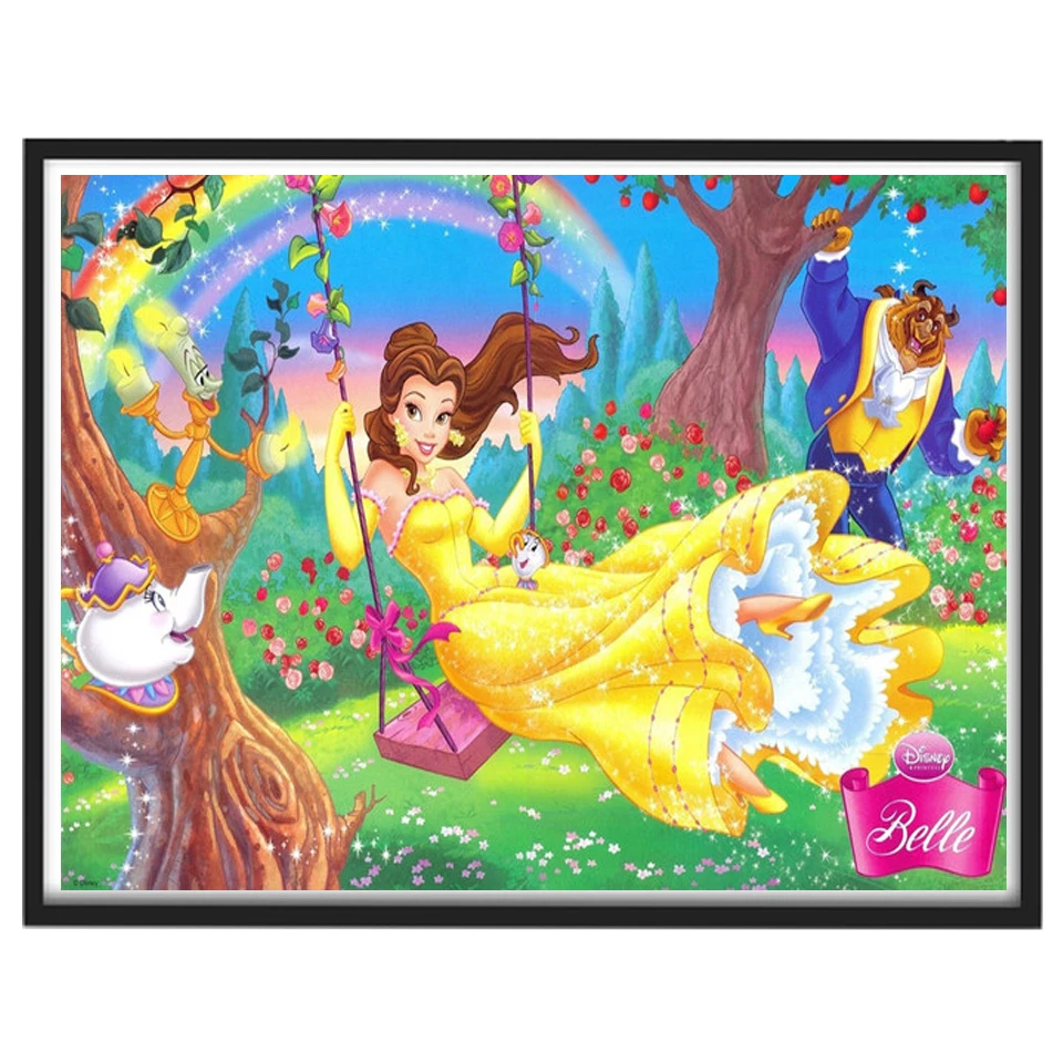 

Disney Princess 5D DIY Diamond Painting Beauty and the Beast Mosaic Set Full Square Round Embroidery Kids Art Home Decor