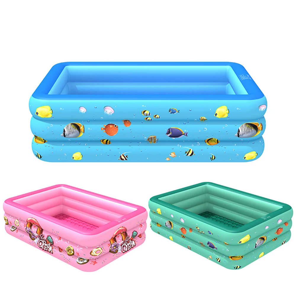 130/180CM Inflatable Swimming Pool Family Child Home Use Paddling Pool Large Size Bubble Bottom Square Kids Baby Swimming Pool