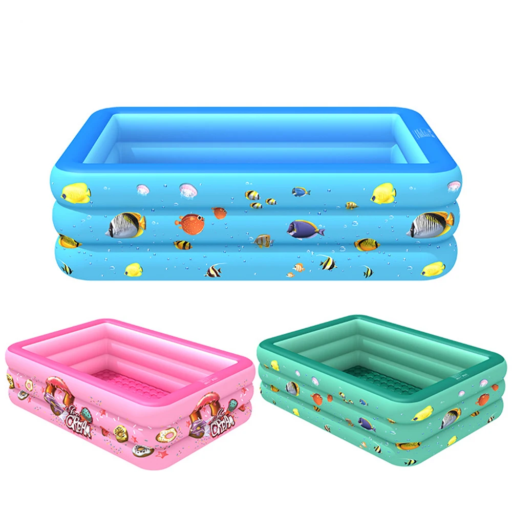 

130/180CM Inflatable Swimming Pool Family Child Home Use Paddling Pool Large Size Bubble Bottom Square Kids Baby Swimming Pool