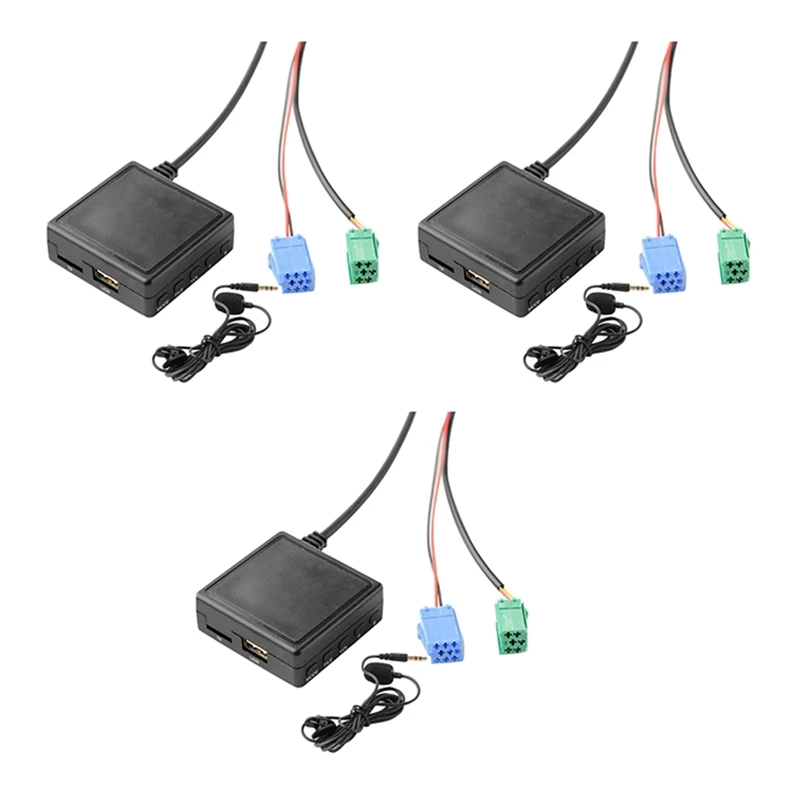 

3 шт., автомобильный Bluetooth-модуль, 6 контактов, AUX, TF, USB-адаптер, беспроводной радиоплеер, стерео аудио модуль для Renault 2005-2011