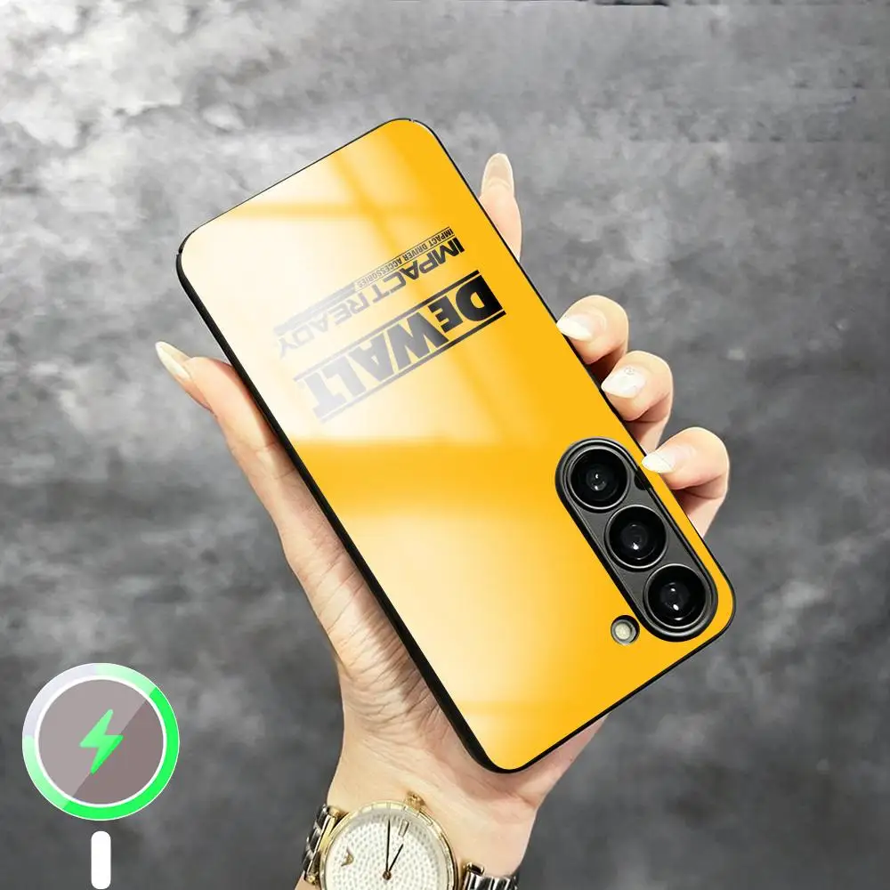 Фото Модный стильный чехол DeWalt для Samsung S26 S25 S24 S23 S22 S21 Plus Ultra Fold A, стеклянный магнитный чехол №1