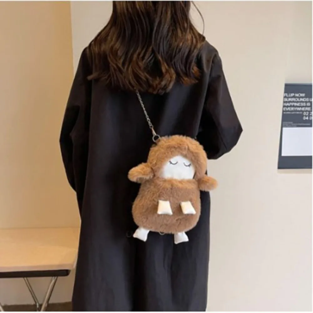 

Большая вместительная сумка для телефона, прочная мягкая плюшевая маленькая сумка из ягненка, плюшевая сумка через плечо с цепочкой