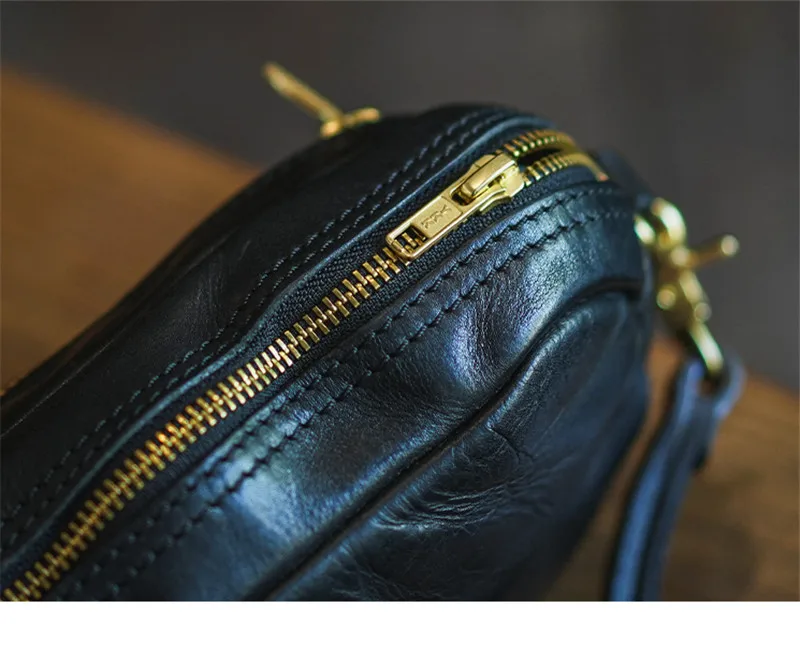 Fashion casual luxury genuine leather men's small crossbody bag outdoor party weekend high quality real cowhide shoulder bag