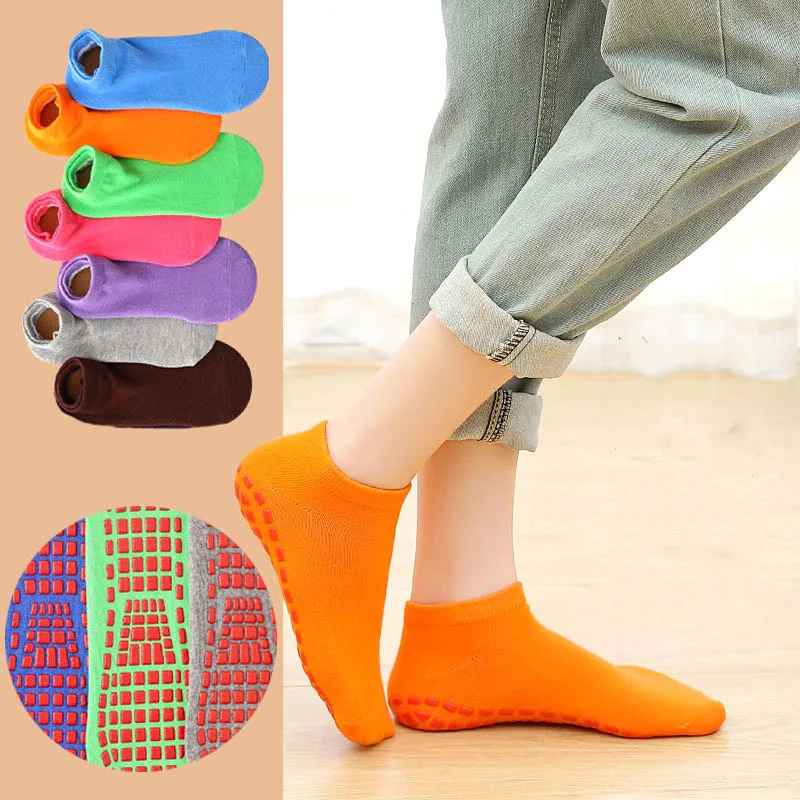 

1pair Kids Adults Anti-slip Socks Parent-child Trampoline Silicone Cotton Socks Elasticity Sports Boys Girls Children Outside