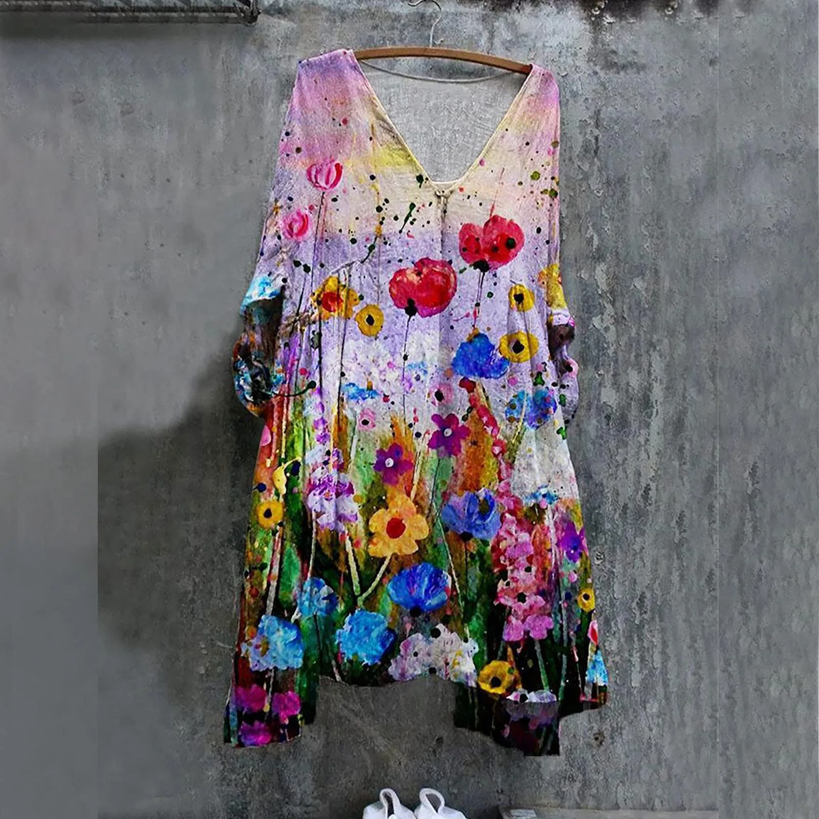 

Size Vintage Holiday Dresses 3 4 Fashion Sleeve Women Floral Vintage Women's Dress Long Sleeve Dresses for Fall