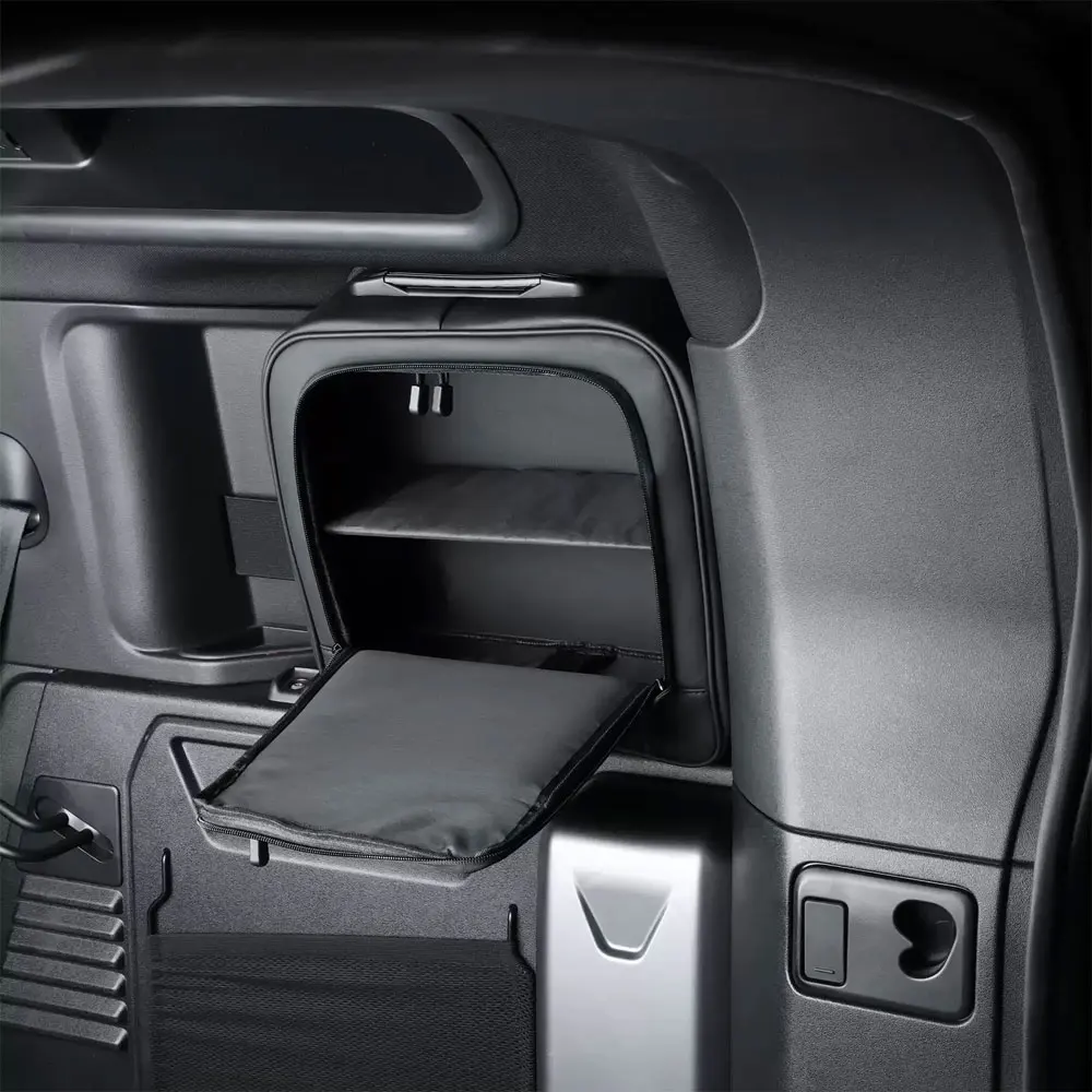 Фото Для Land Rover Defender 90/110/130 (2020-2026) — Черная кожаная сумка-органайзер/ящик для инструментов в задний отсек, автомобильные запчасти для интерьера №3
