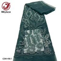 luxury african sequin lace fabric 2022 french net hand beaded embroidery lace for nigerian wedding party cdw 498