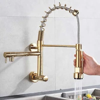 in wall spring faucet rotatable pull out kitchen faucet hot and cold wall mounted spring faucet grifo cocina