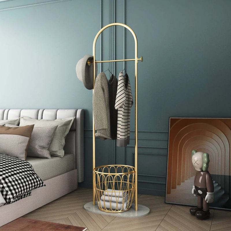 

Light luxury floor hanger bedroom Nordic iron marble hanger household hanging bag rack simple net red clothes hat rack