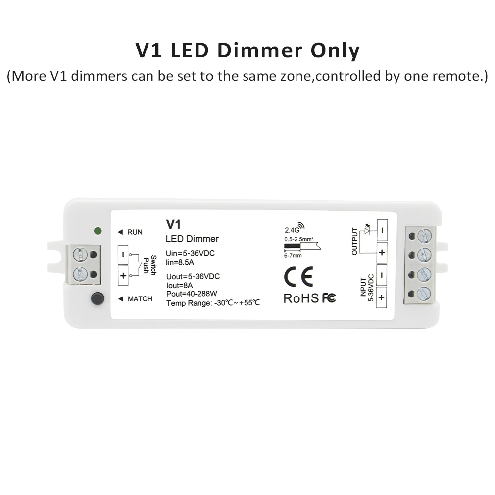 

Беспроводной диммер MJJCLED V1 для LED ленты 4 зоны