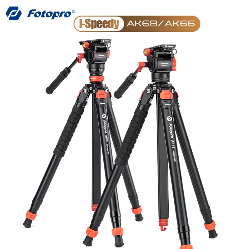 Профессиональный штатив Fotopro AK68/AK66 из алюминиевого сплава, штатив для камеры, держатель для быстрого растяжения камеры с гидравлической амортизирующей головкой