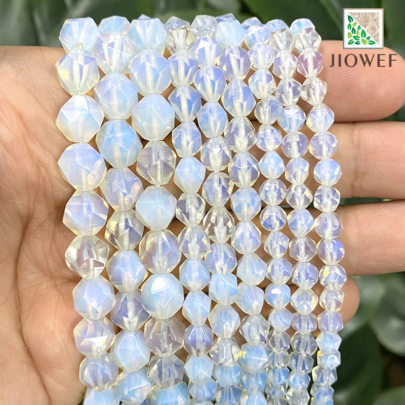 

Faceted White Opalite Quartz Spacer Loose Beads DIY Natural Stone for Jewelry Making Bracelet Earrings Rings 14" Strand 6/8/10mm