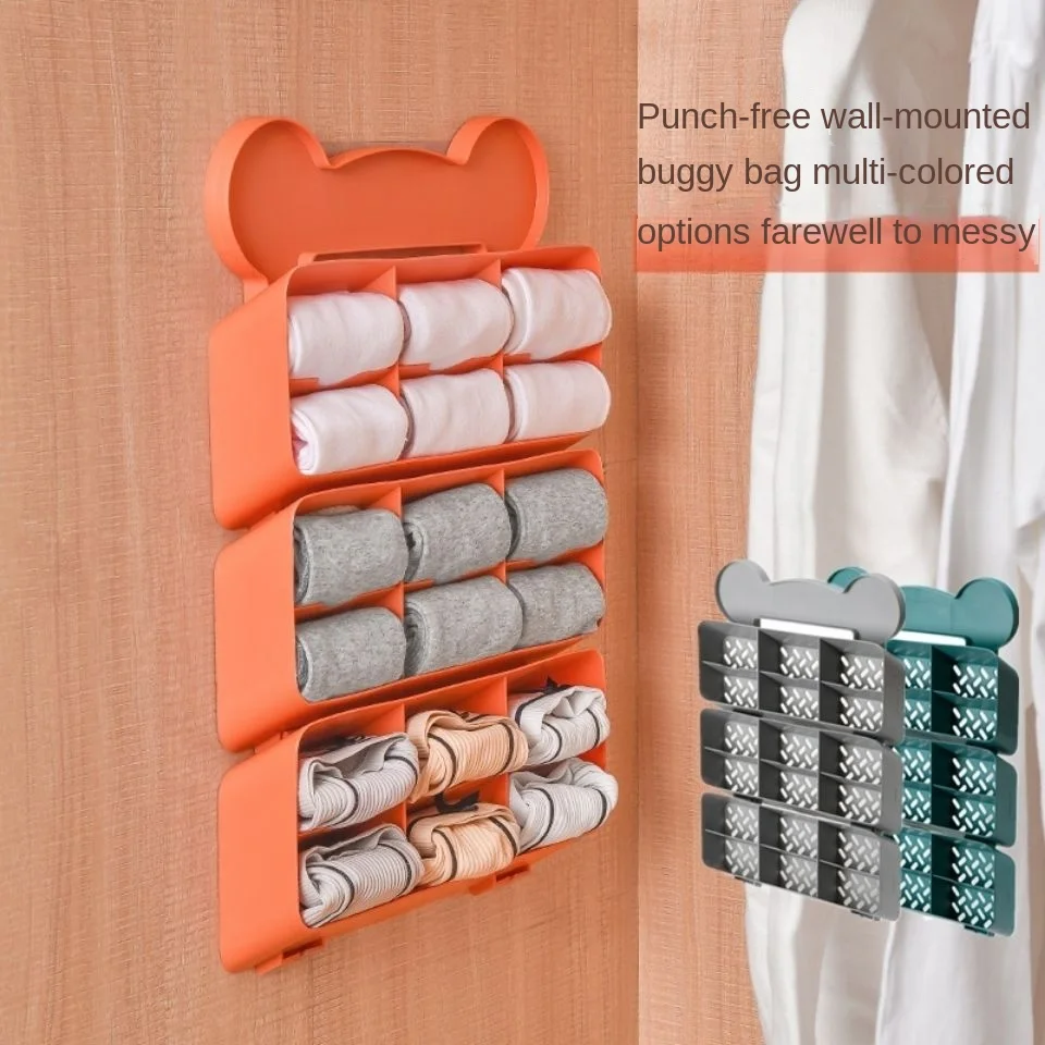 

Non perforated socks storage rack underwear partition group dormitory hanging plastic storage box Organizer