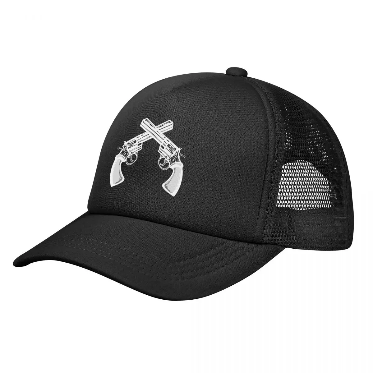 

Double Gun Shooting Pistol Stretchy Trucker Hat Mesh Baseball Cap Adjustable Snapback Closure Hats for Men Women Comfortable