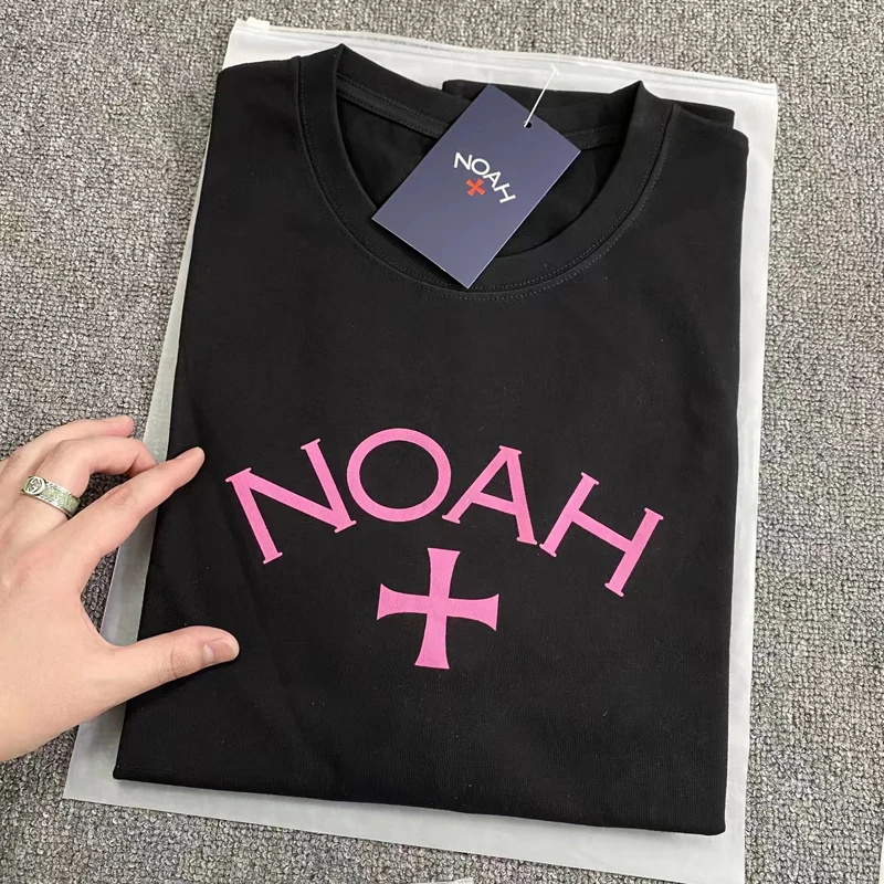 

Noah T-shirt Pink Cross Letter Print NOAH High Quality Summer Men's Women's Short Sleeve T Shirts