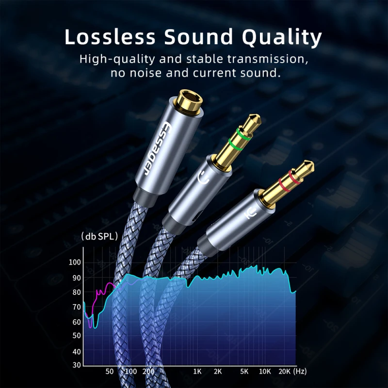 

3.5mm Headphone Splitter Pure Tone Splitter To Pc Adapter Audio Device Headphone Audio Splitter Two In One Metal Shell Essager
