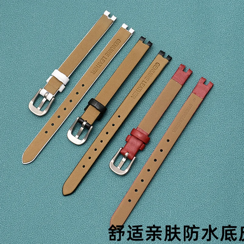 cowhide watch strap is suitable for Tissot notched strap 1853 flamenco series T003/209 women's watch chain 8 10 12mm black