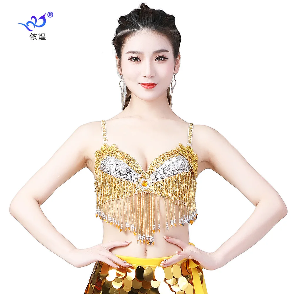 

1pcs/lot woman belly dancing sequin bra lady beading tassel dancing bra