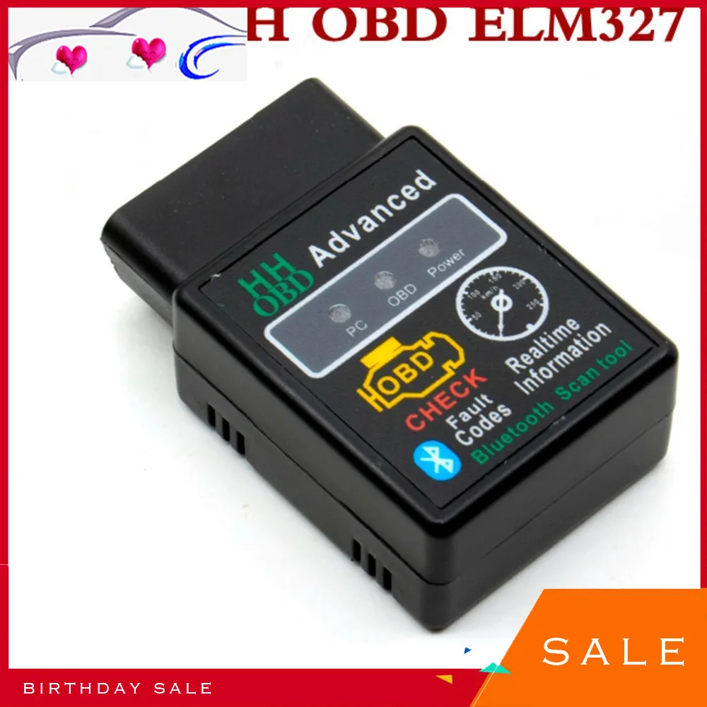 HHOBD ELM 327 HH OBD Расширенный Bluetooth ELM327 V2.1 дешевле, чем V1.5 Поддержка OBD2 автоматический считыватель кодов беспроводной адаптер Сканер
