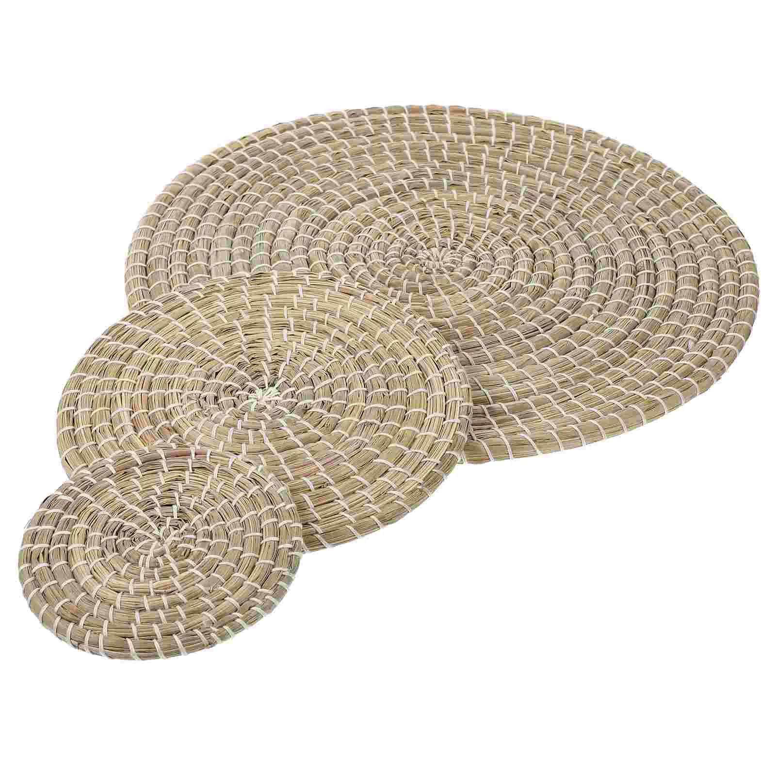 

Placemats Woven Placemat Table Round Mats Hyacinth Rattan Mat Braided Weave Place Seagrass Tablemats Water Decorative Insulated