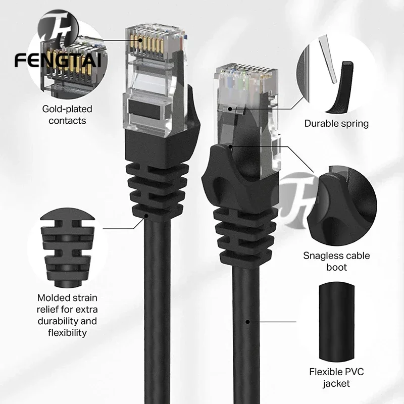 Фото Кабель FT Ethernet Cat6 Ethernet-кабель Cat6 Lan starlink UTP CAT6 RJ 45 Сетевой кабель 10 м/50 м/20 м Патч-корд для ноутбука Маршрутизатор RJ №5
