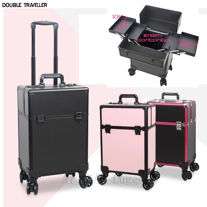 Cosmetic case multi-layer large-capacity Box Nail tattoo Rolling luggage bag makeup case multi-function trolley suitcase travel