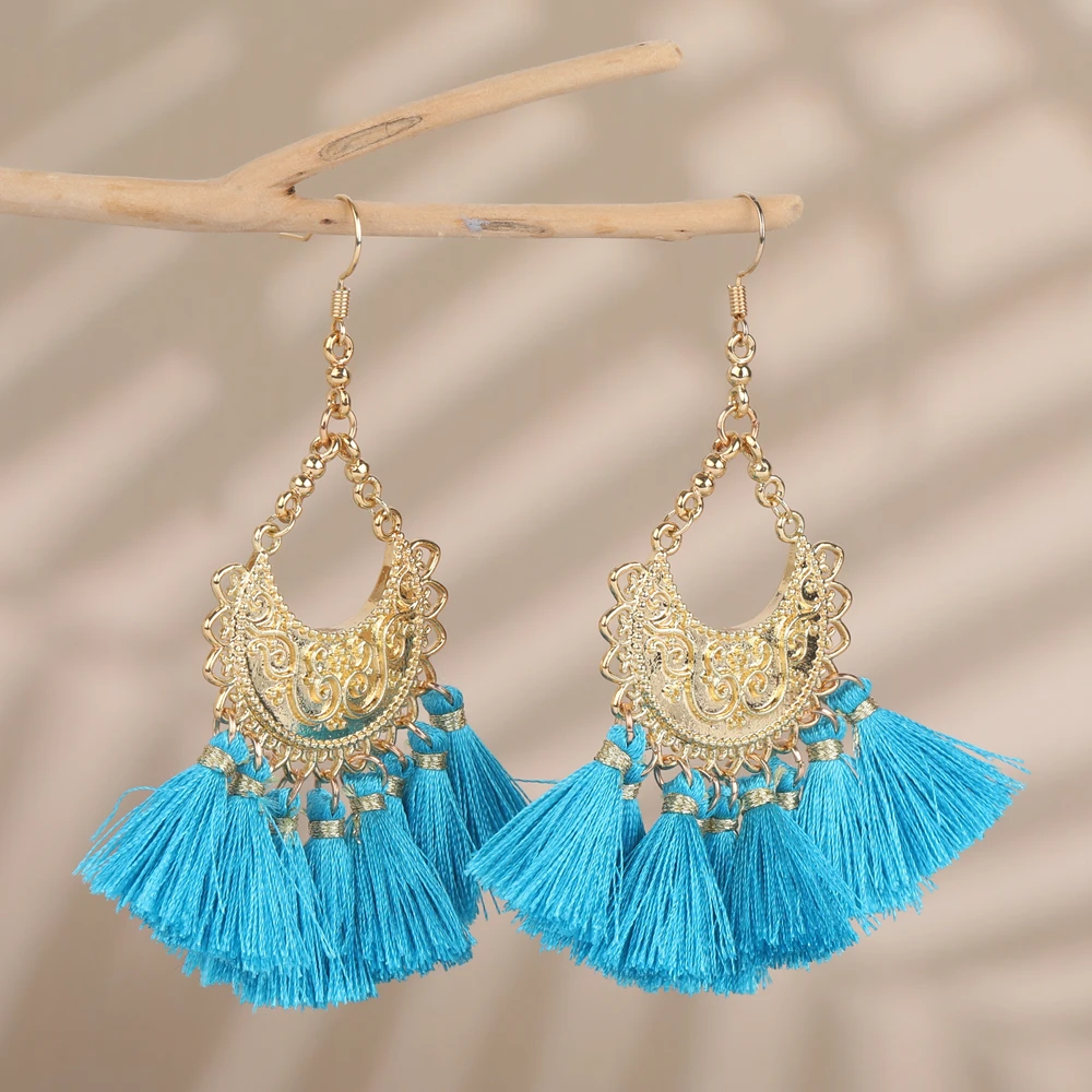 Makersland Boho Синие Этнические Висячие Серьги Для Женщин И Девочек Модные