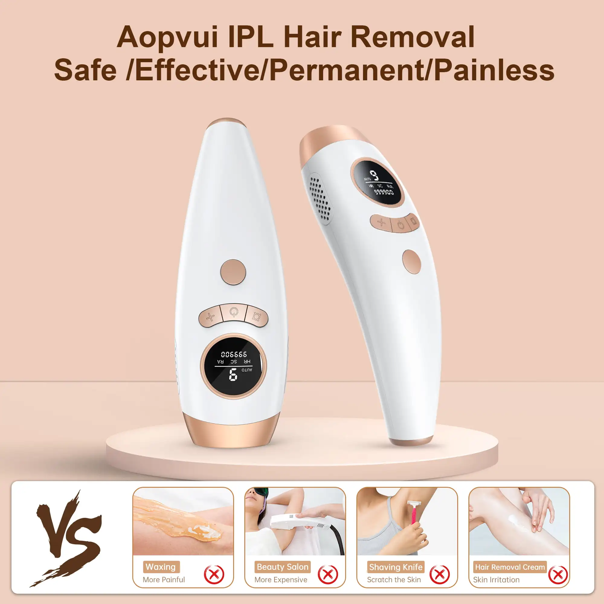 IPL Hair Removal Laser Permanent Hair Removal 999900 Flashes At-Home Hair Removal Device for Whole Body