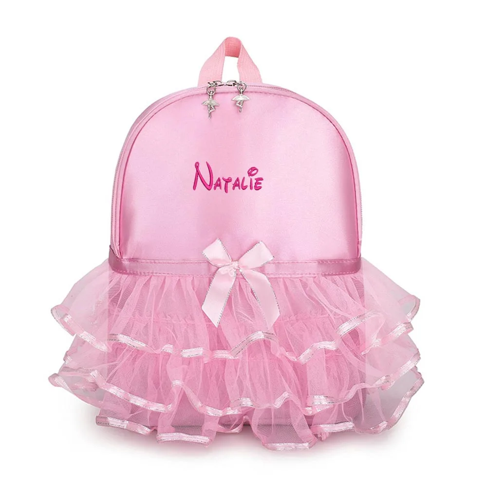 

New Ballerina Dance Backpack with Personalized Embroidered Name Custom Kid Pink Tutu Backpack Ballet School Toddler Dancing Bag