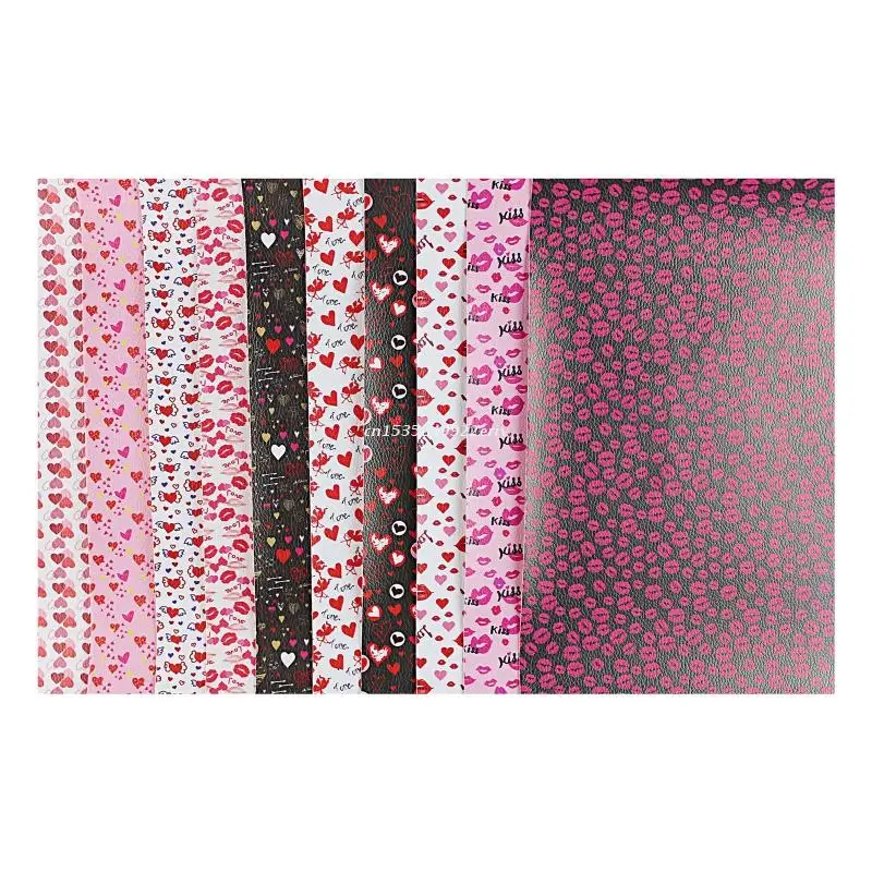 

10 Pcs Love & Red Lip Faux Leather Sheet Simulation Lychee Pattern Leather Sheet Dropship