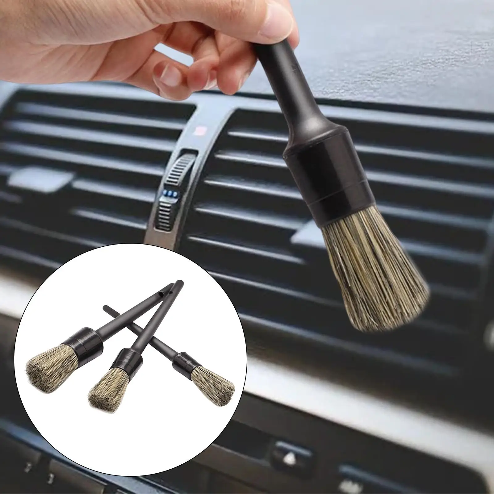 

3 Pieces Detail Brushes for Car Accessories for Wet and Dry Using Convenient