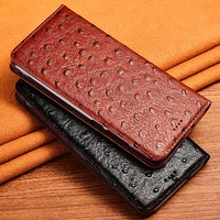ostrich veins genuine leather flip case for xiaomi redmi y2 y3 s2 go magnetic mobile phone cases